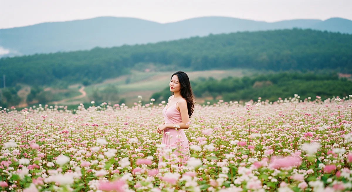 Cánh đồng hoa tam giác mạch thơ mộng ở Đà Lạt