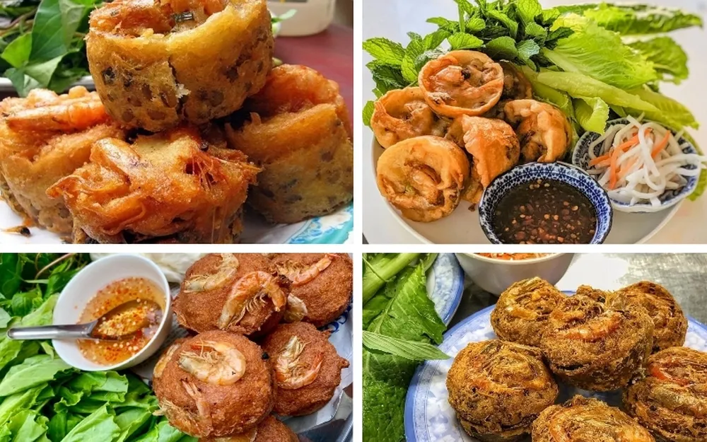 Bánh cống nổi bật với phần ngoài giòn rụm