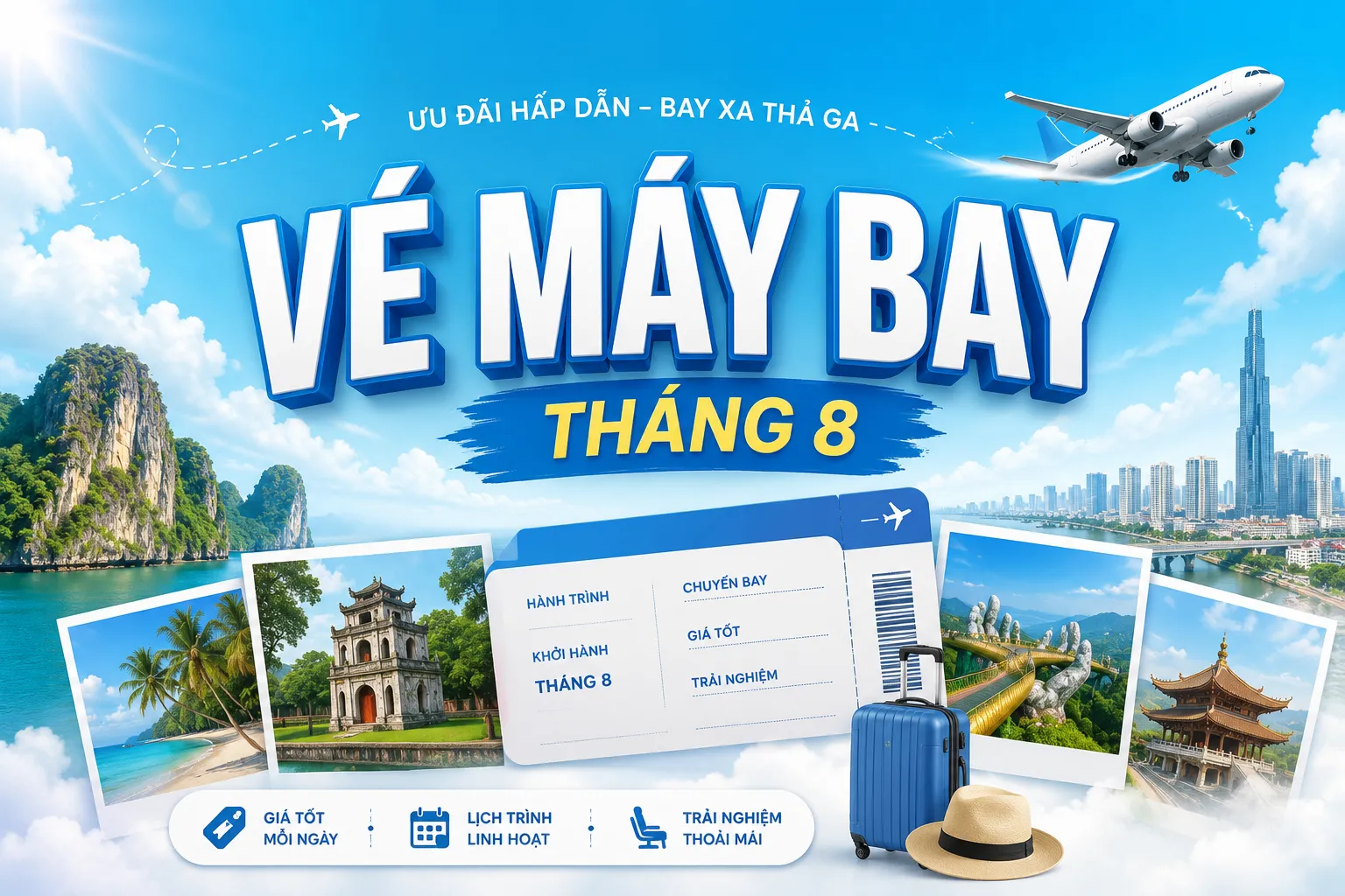 Vé máy bay tháng 8