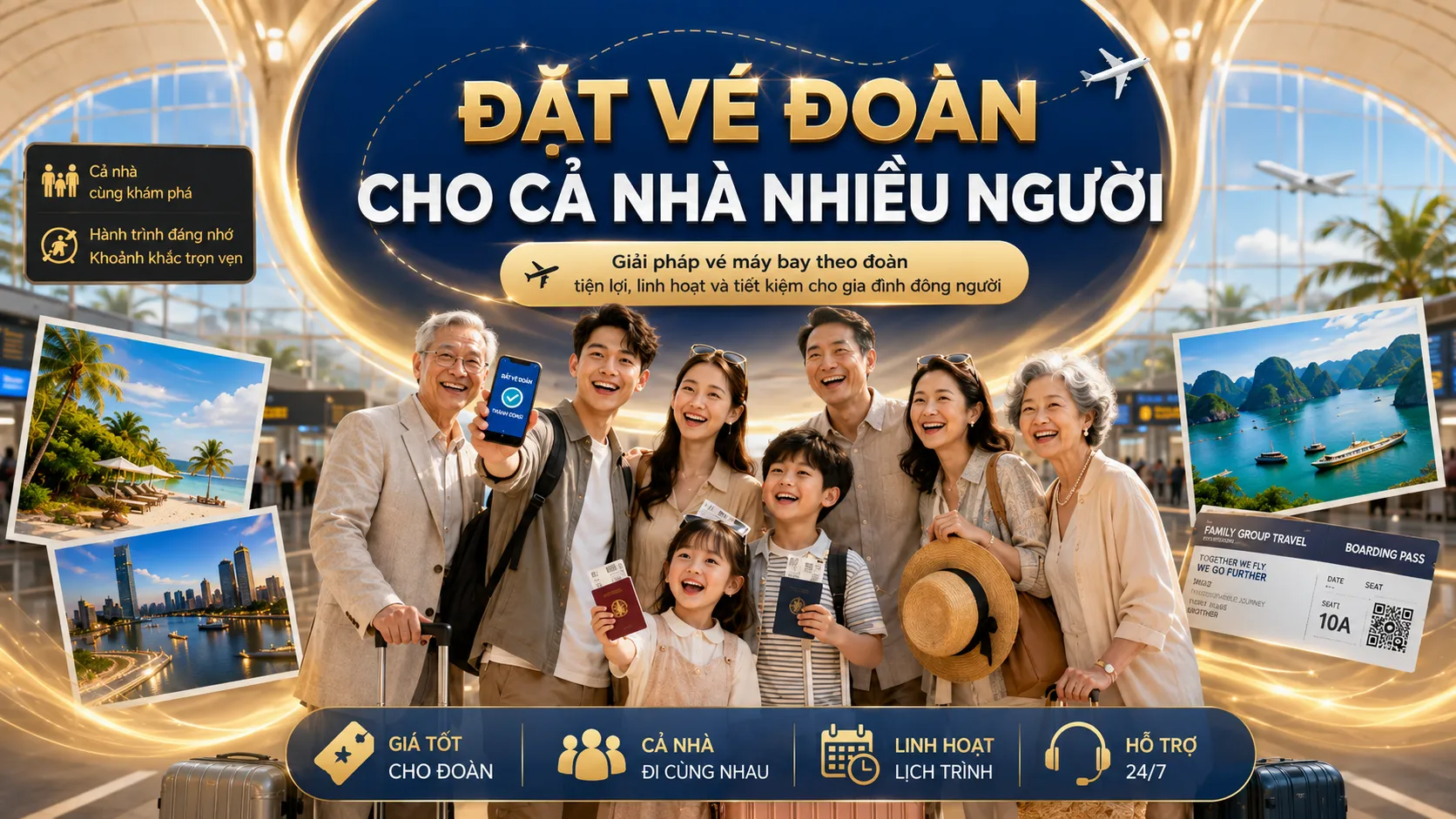 Đặt vé đoàn cho cả nhà nhiều người