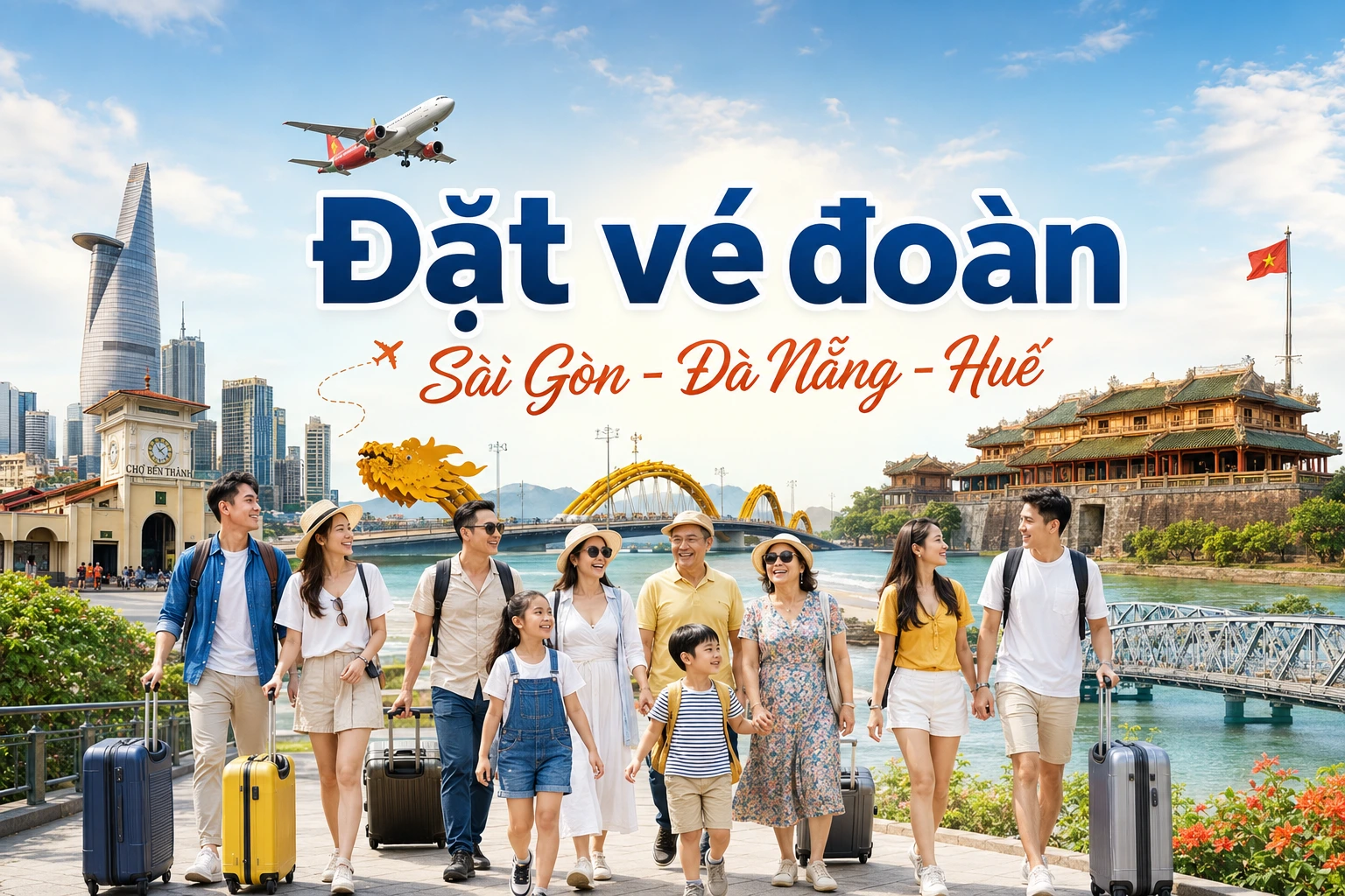 Đặt vé đoàn Sài Gòn Đà Nẵng Huế