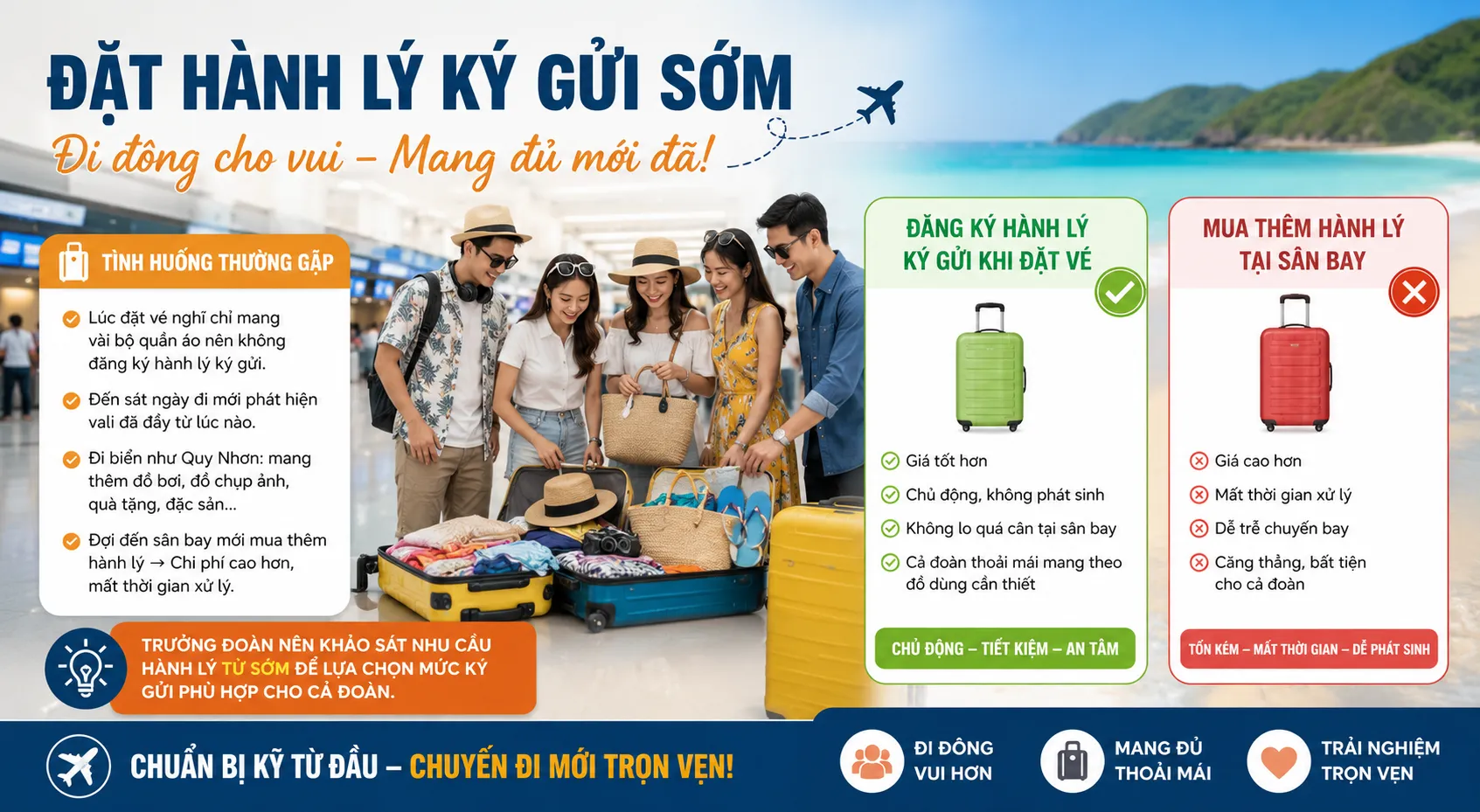 Đặt hành lý ký gửi sớm, nhanh chóng, tiết kiệm nhất