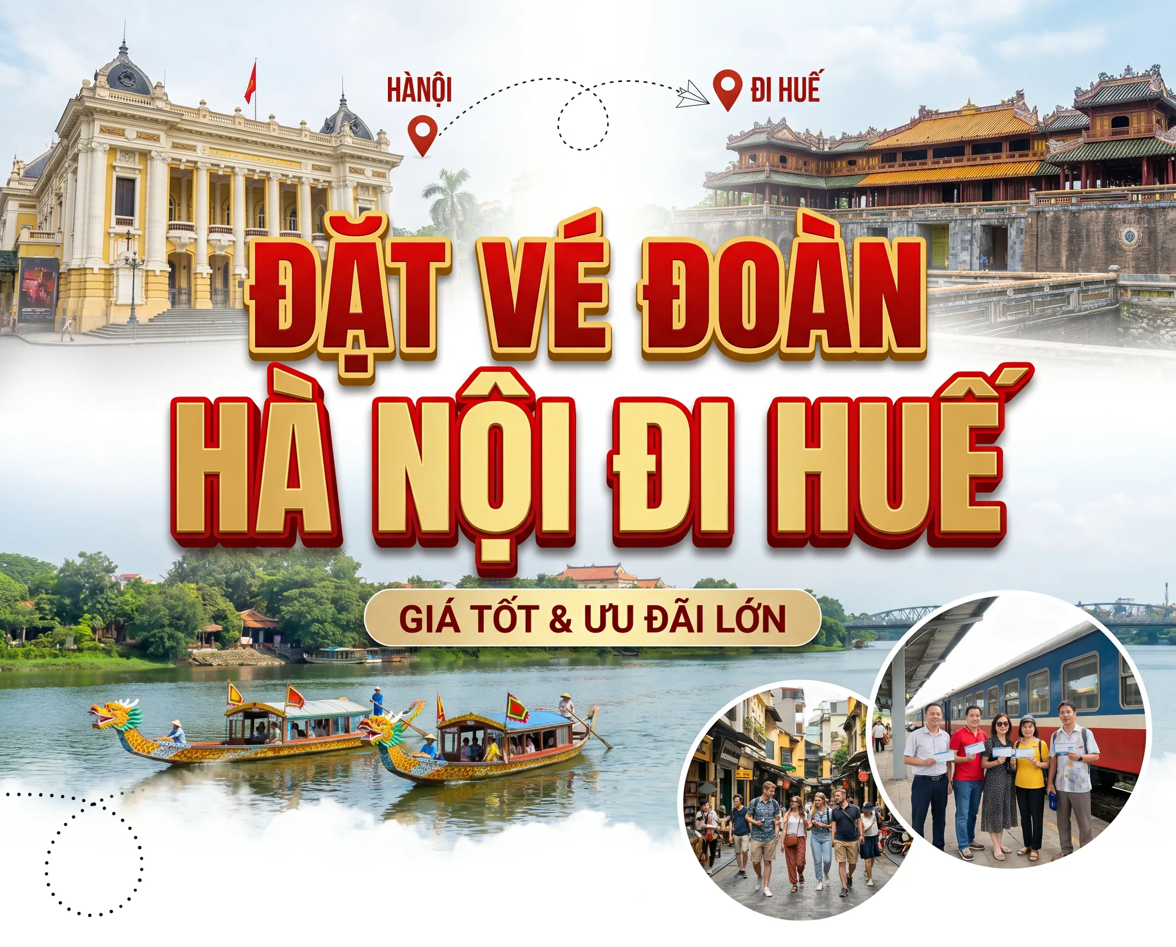 Đặt vé đoàn Hà Nội đi Huế