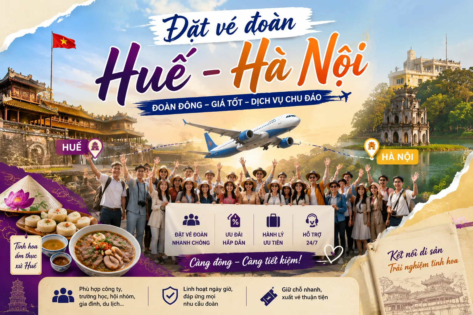 Đặt vé đoàn Huế Hà Nội