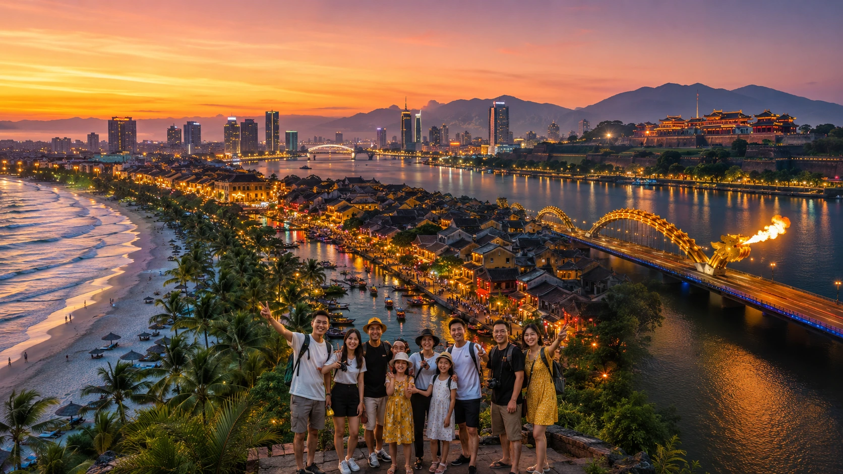 Gia đình du lịch tại Đà Nẵng Hội An 