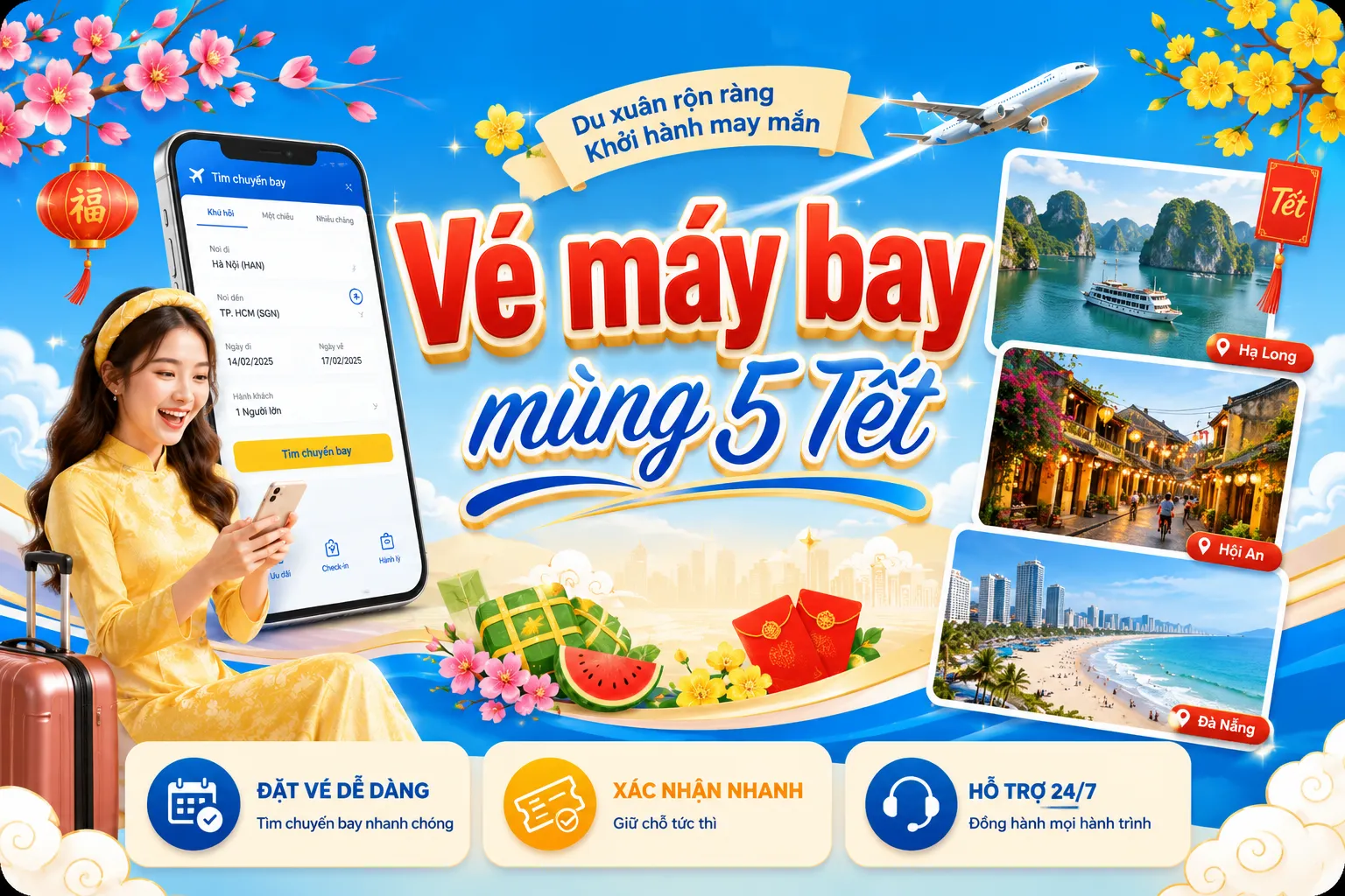 Vé máy bay mùng 5 Tết 2027 chuyến trở lại mang theo quà quê