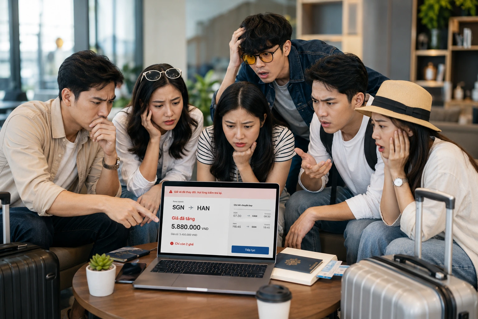 Màn hình hệ thống tự động tăng giá khi đặt quá nhiều vé lẻ