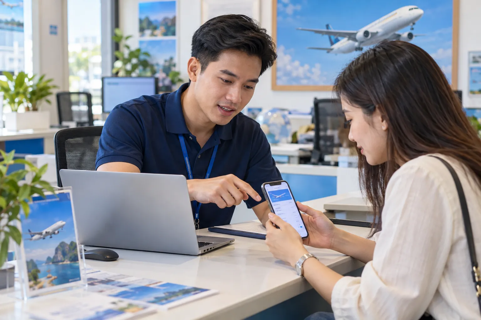 Nhân viên hỗ trợ khách hàng thay đổi ngày bay