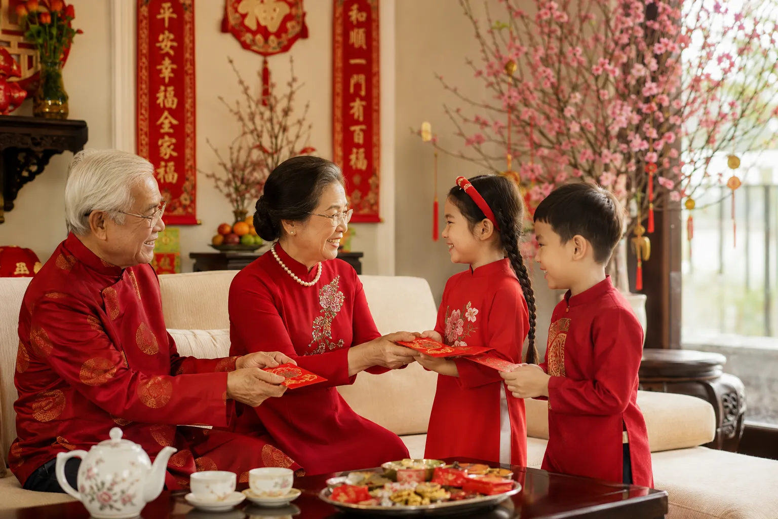 Thăm hỏi và chúc Tết ông bà 