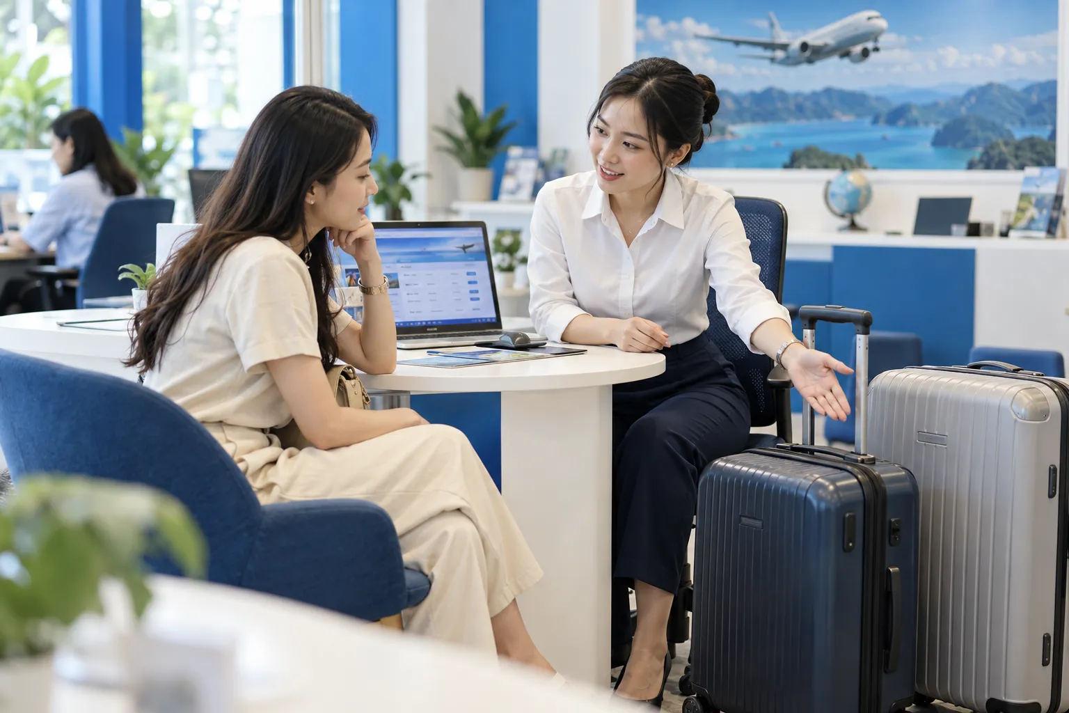 Nhân viên tư vấn hành lý khi đặt vé máy bay