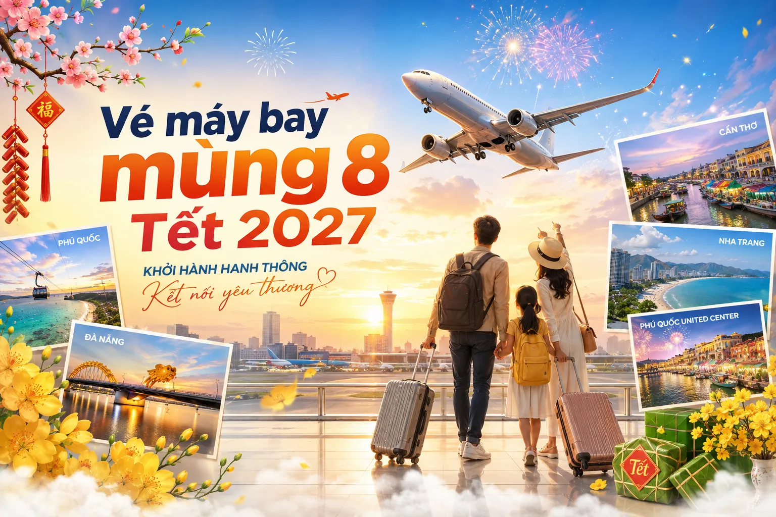 Vé máy bay mùng 8 Tết 2027, dọn Tết xong rồi mình lên đường